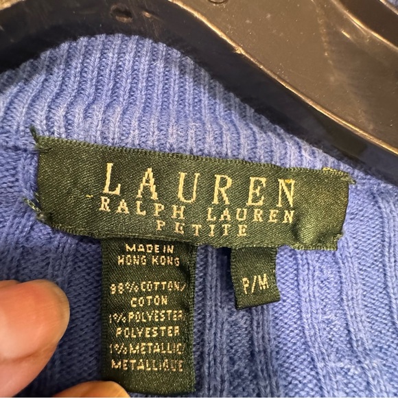 Lauren Ralph Lauren Women’s Cable Knit Sweater Full Zip Blue Size MP - Picture 4 of 8